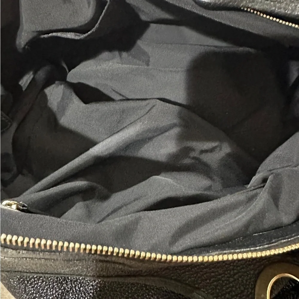 VINTAGE Christian Dior Black and Gold Shoulder Bag with Textured Leather